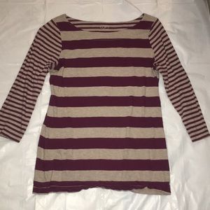 Maroon and cream striped shirt